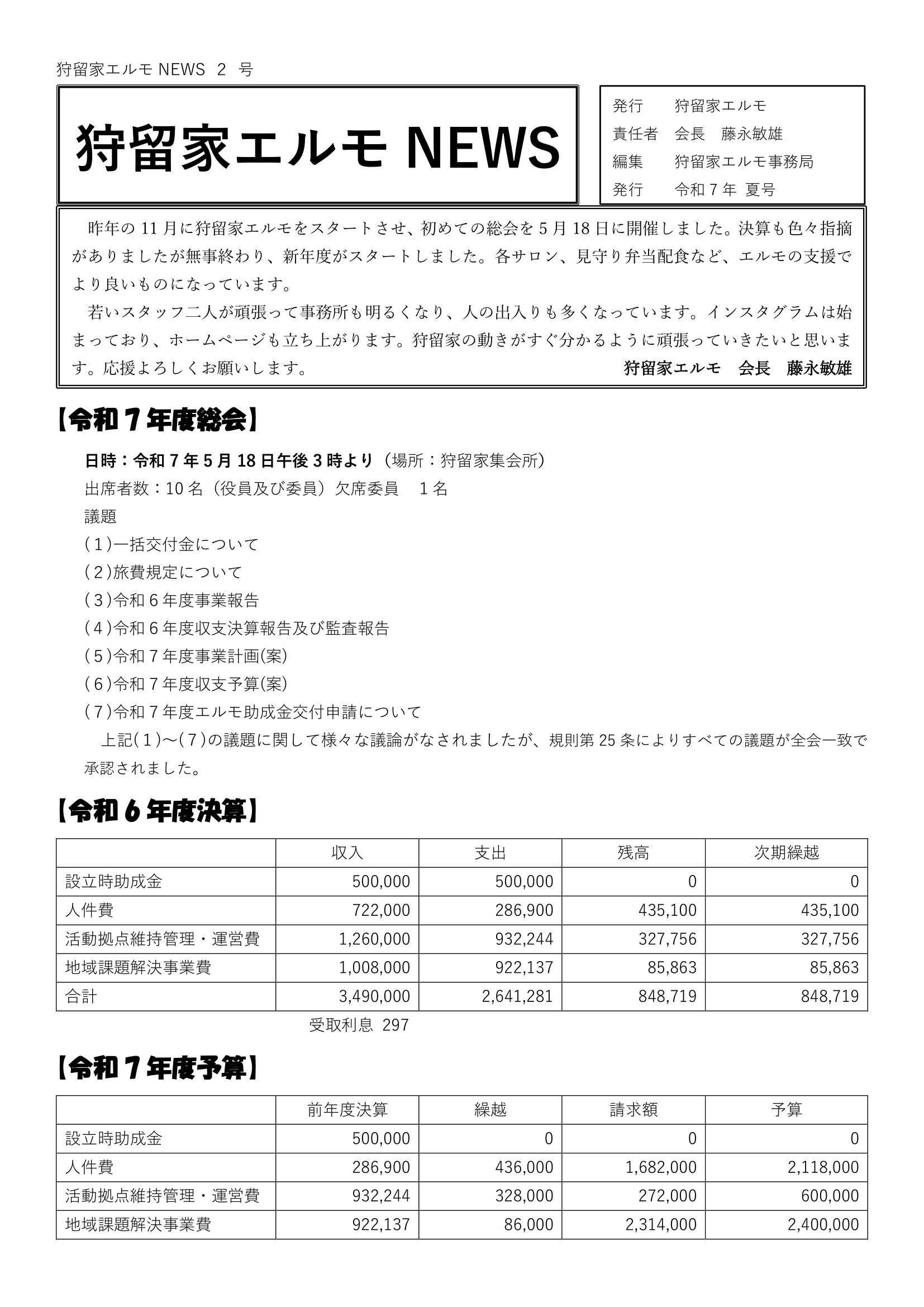 令和6年度エルモニュース